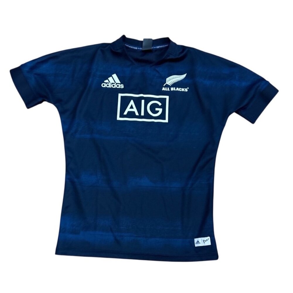 Adidas All Blacks Jersey Parley Rugby Mens Size L Navy Blue Sustainable Material
